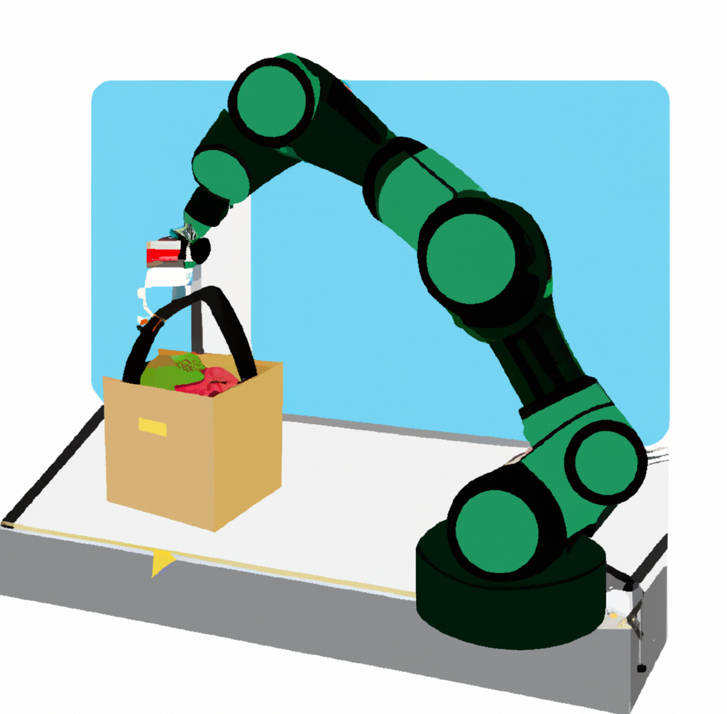 Industrial Robot Arm Packing Groceries